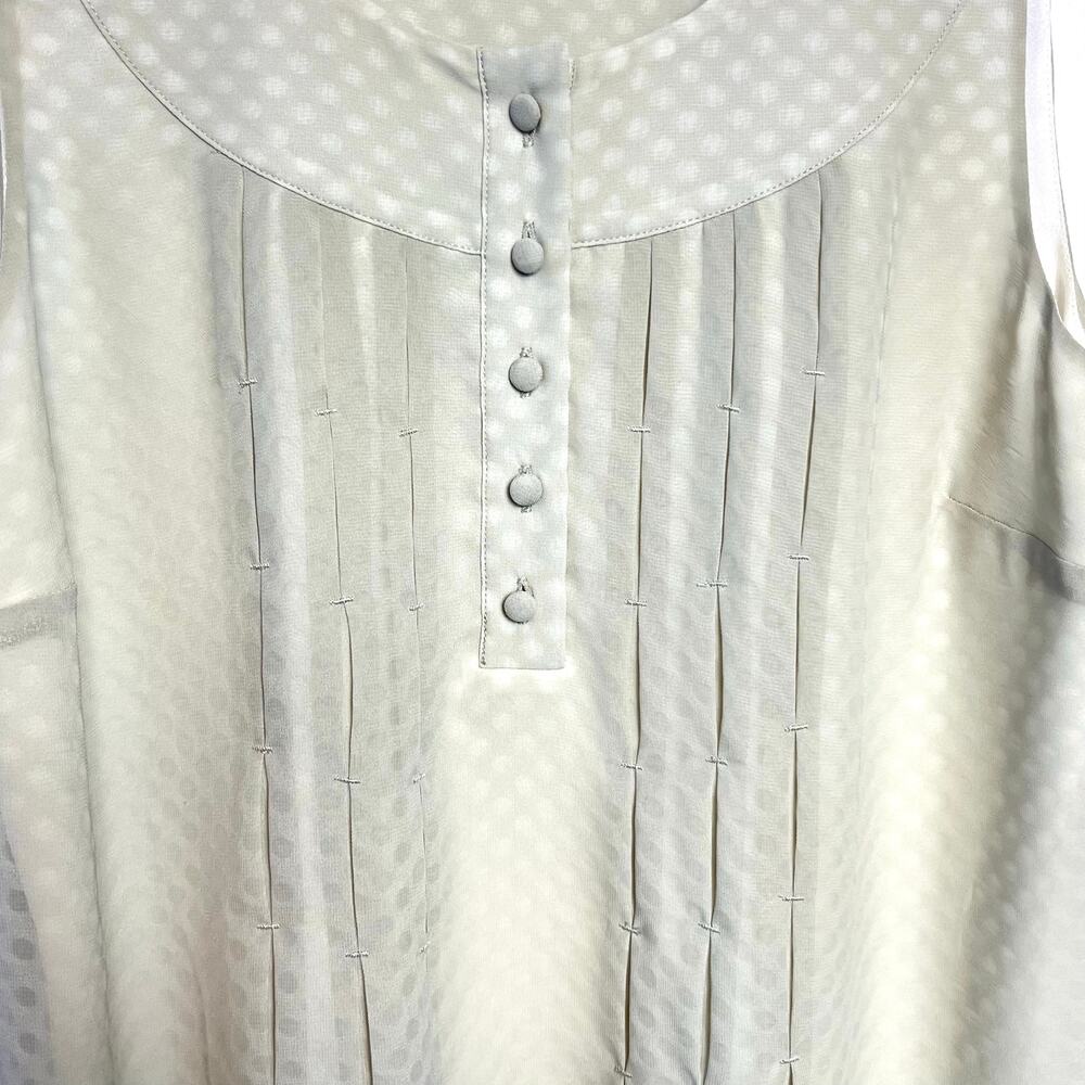 Soft Surroundings‎ Women's Sleeveless Top Size Small Sage Sheer Pleated Buttons - Picture 4 of 8